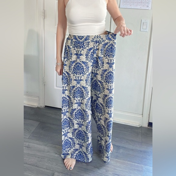 011 Boho Damask Print stretchy waist Trouser Pants - Picture 4 of 12